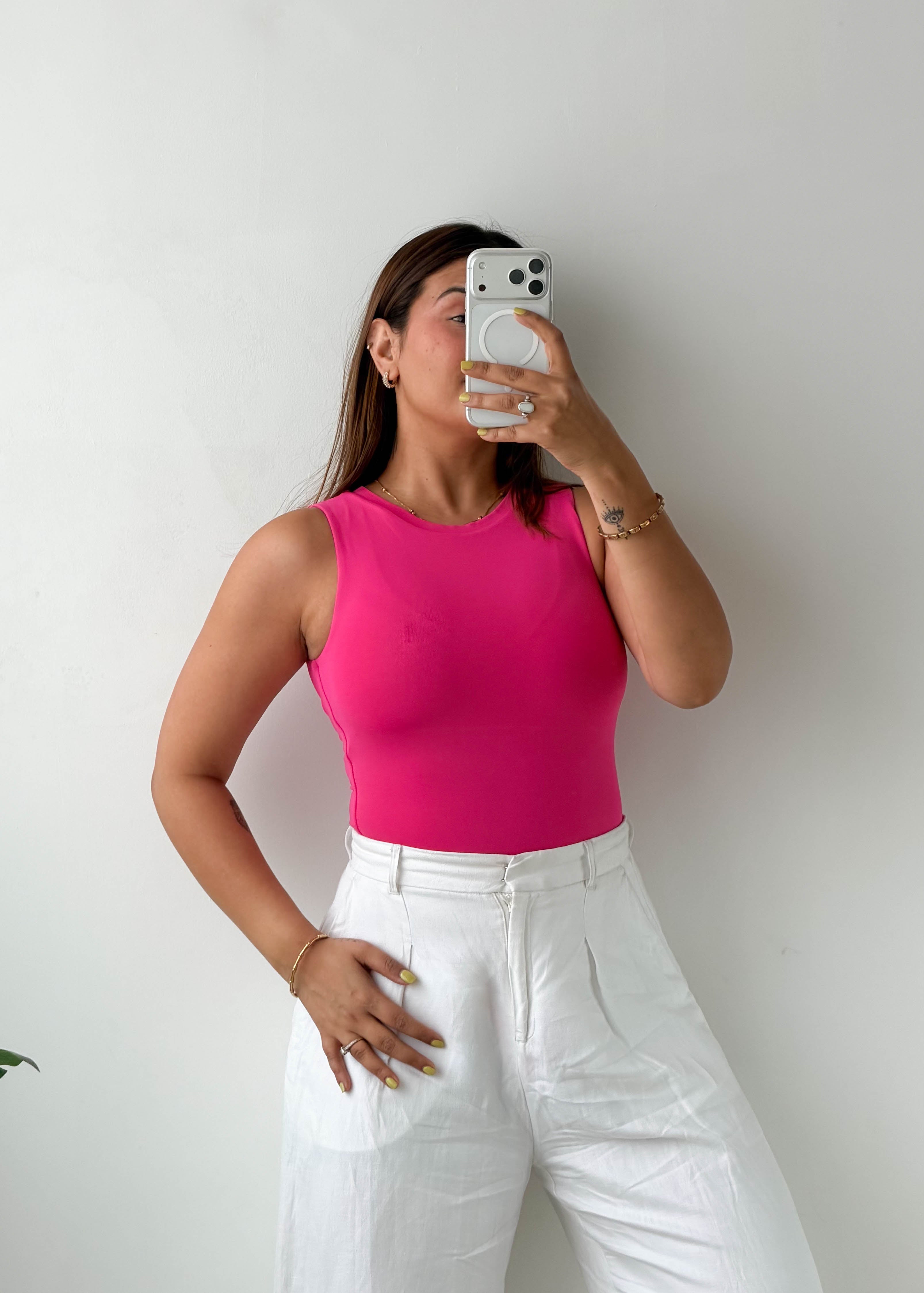 Size XS-S Hot Pink Sleeveless Bodysuit