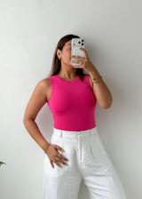 Size XS-S Hot Pink Sleeveless Bodysuit