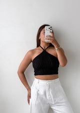 Size XS-S Black Halter Crochet Top