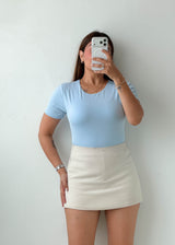 Size M-L Baby Blue Round Neck Bodysuit