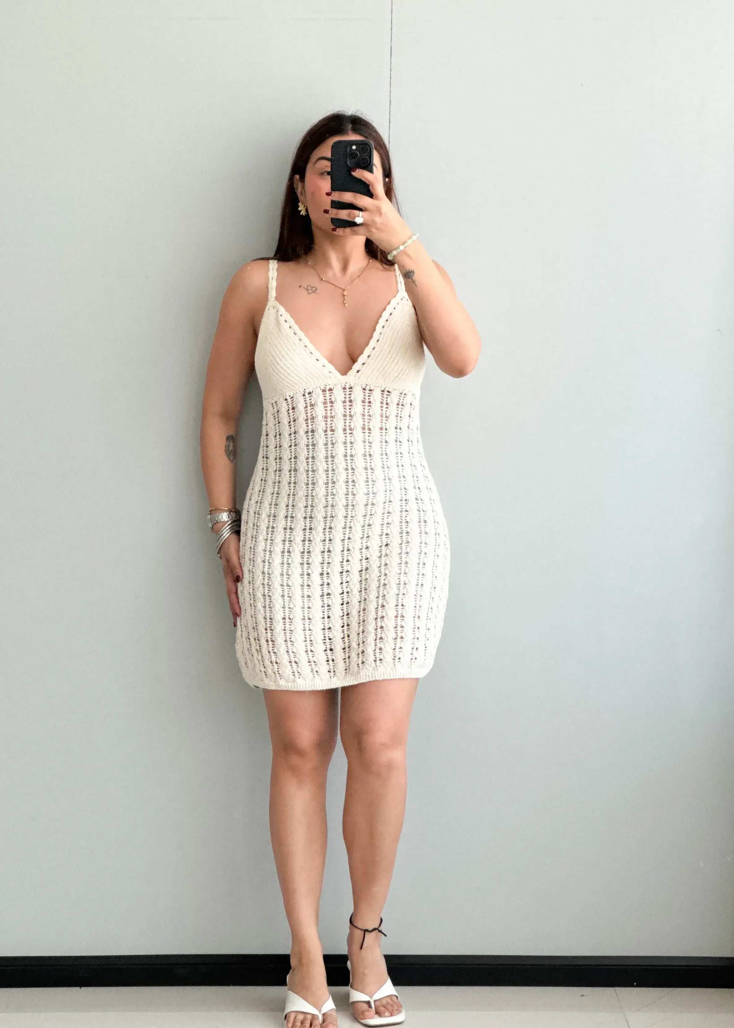 SIZE S-M, Crochet Summer Mini Dress - Closet by Payal