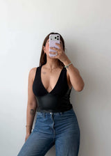 Size S-M Black Deep Neck top