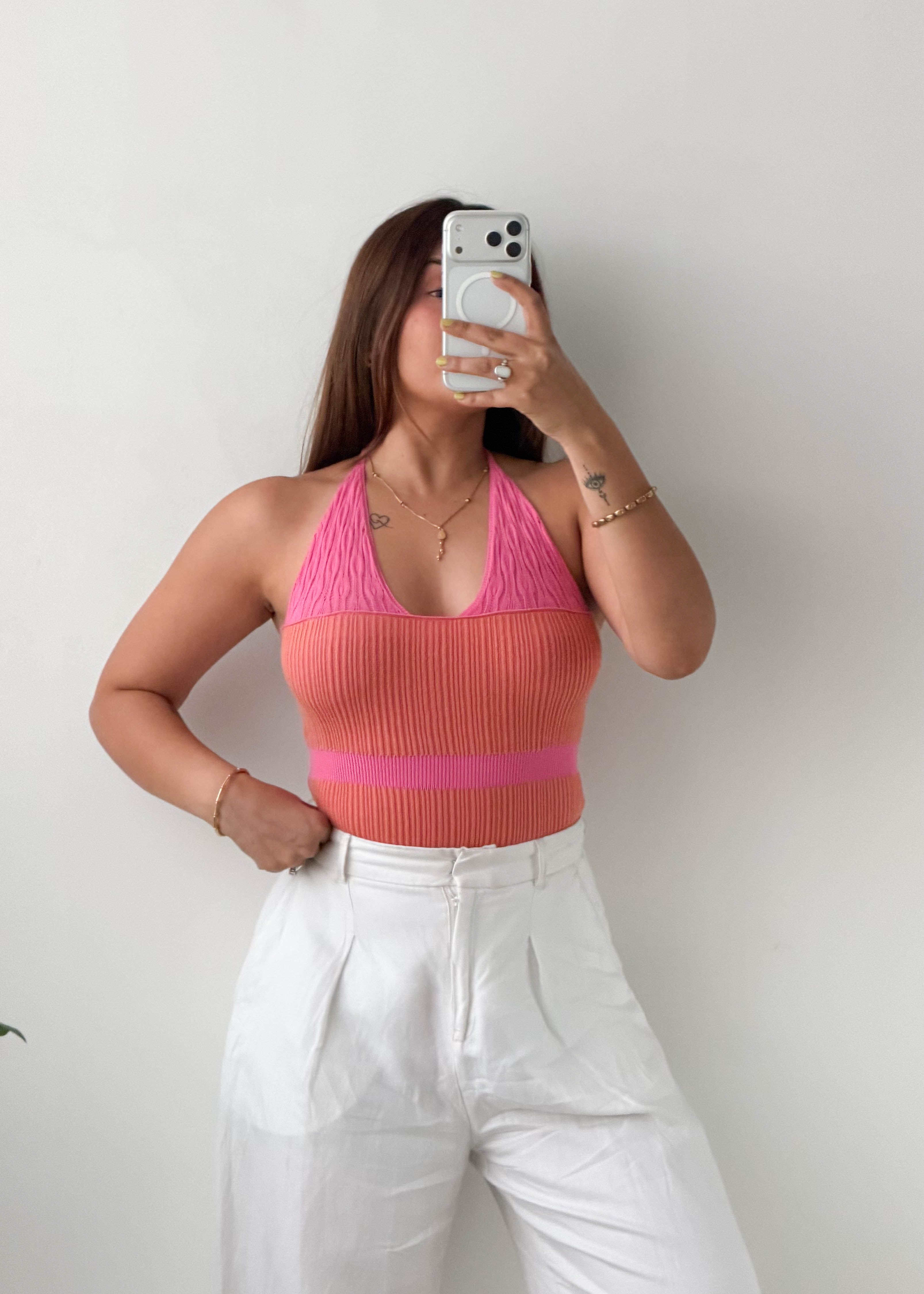 Size XS-S Pink Halter Neck Bodysuit