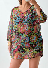 Size M-L Multicolor Paisley Tunic Top