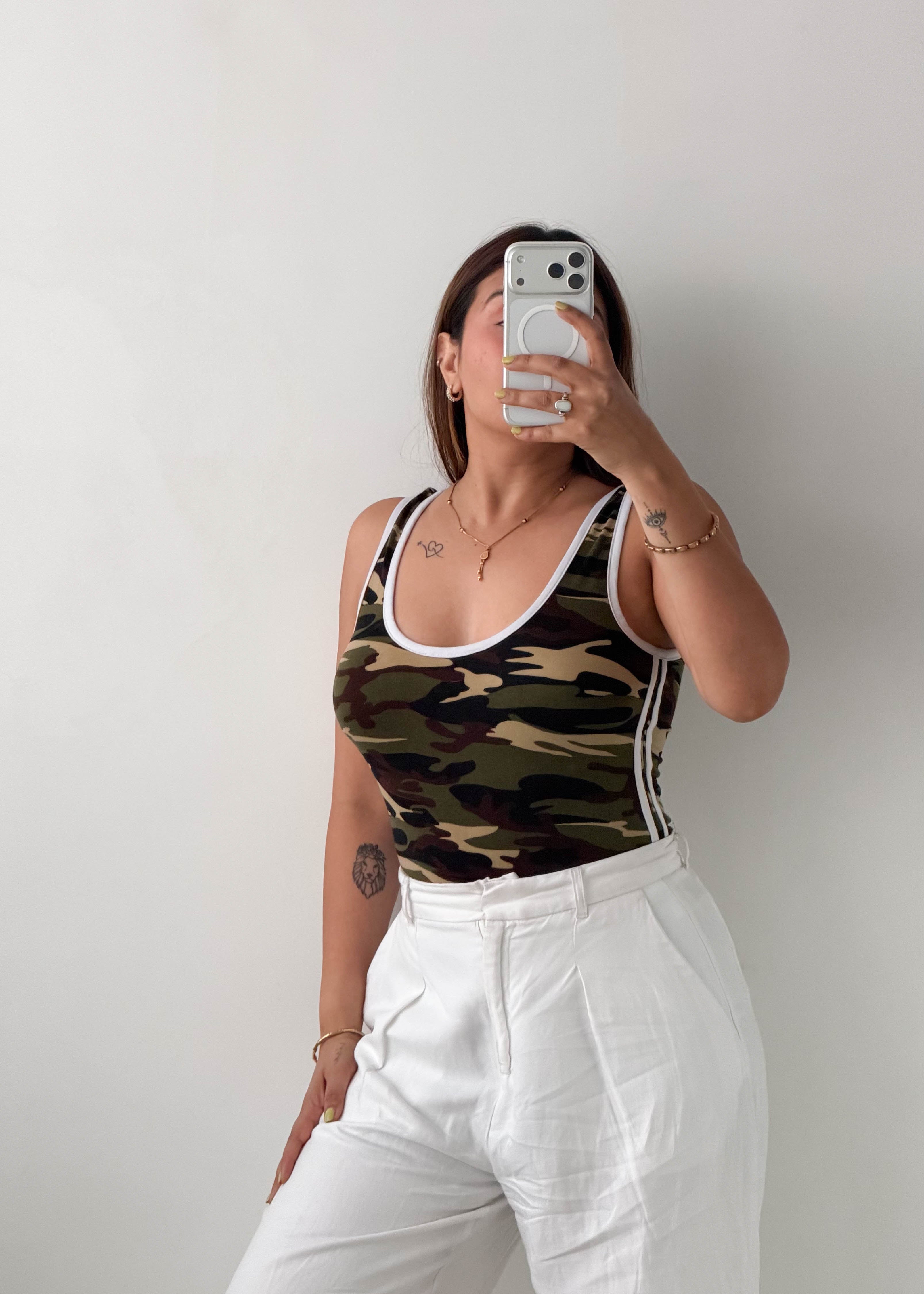 Size S-M Camouflage Racerback Bodysuit