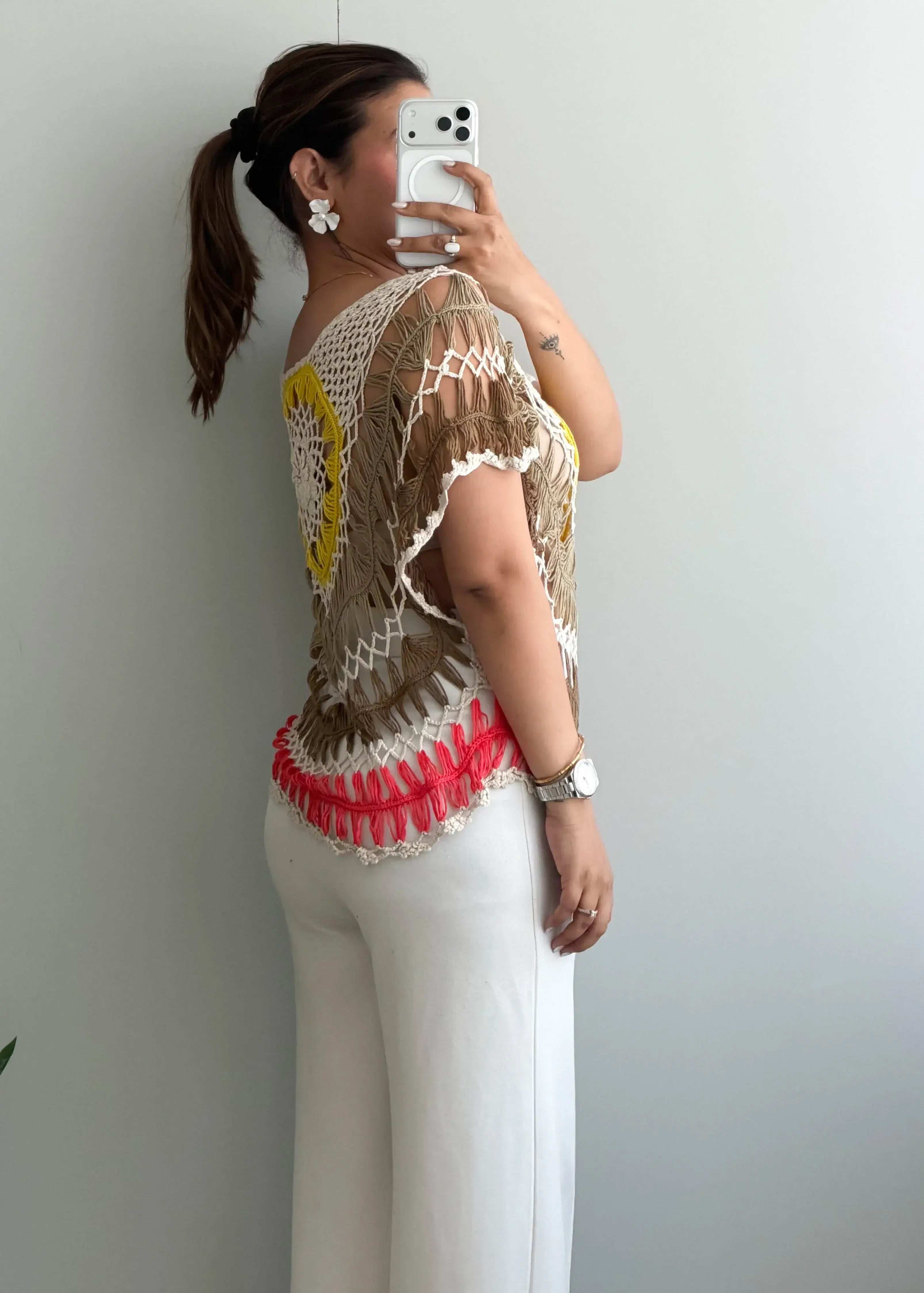 Size XS-S, Boho Crochet Fringe Top - Closet by Payal