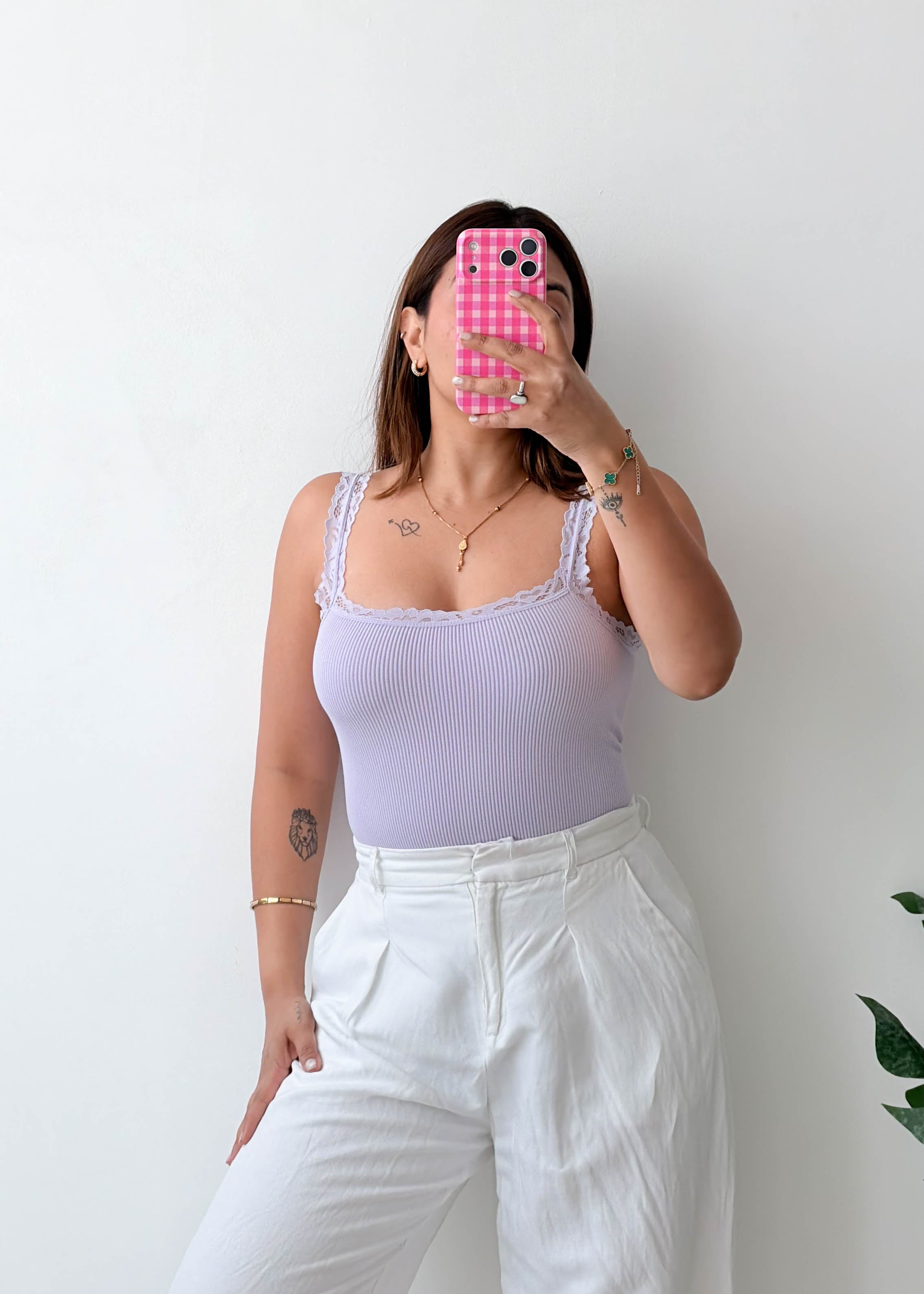 Size XS-S Lilac Lace Trim Bodysuit