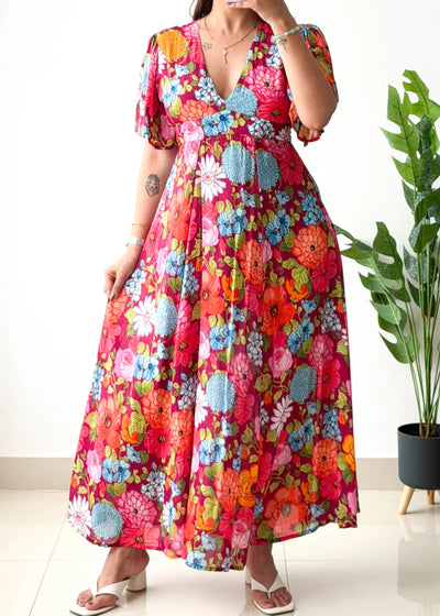 Size XS-S, Multicolor Floral Fit & Flare Dress