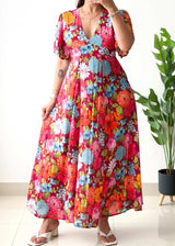 Size XS-S, Multicolor Floral Fit & Flare Dress