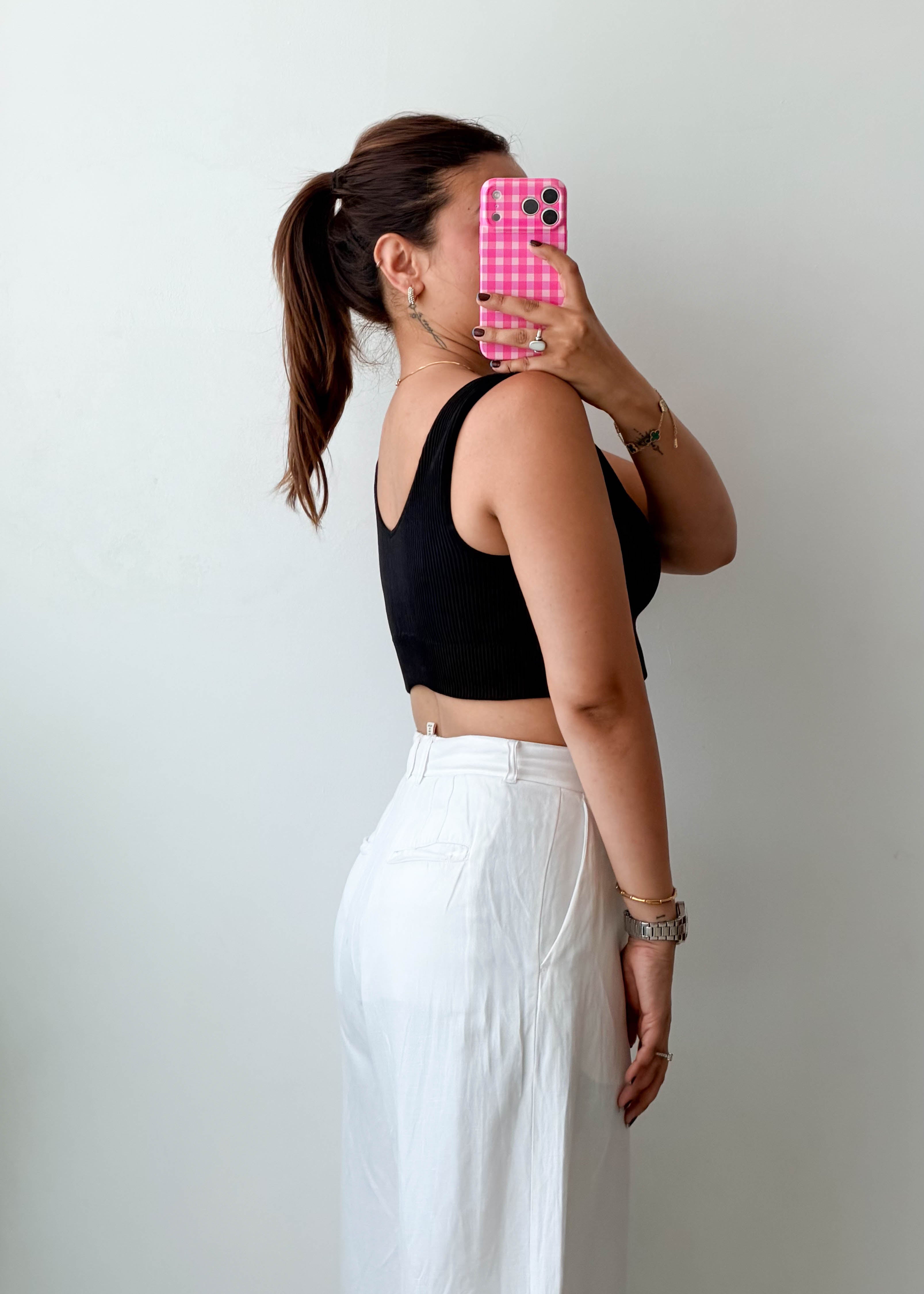 Size XL Black Ribbed Crop Top
