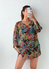 Size M-L Multicolor Paisley Tunic Top