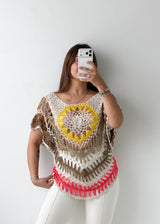 Size S-M Multicolor Crochet Poncho Top