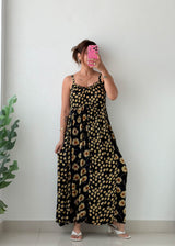 Size M-L Black Floral Maxi Dress
