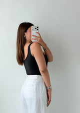 Size M-L Black Scoop Neck Bodysuit