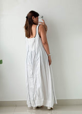 Size 2XL-3XL White Panelled Maxi Dress