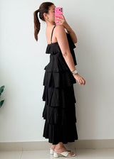 Size XS-S Black Tiered Maxi Dress