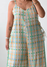 Size M-L Multicolor Striped Wide-Leg Jumpsuit
