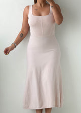 Size XS-S Blush Pink Fit & Flare Midi Dress