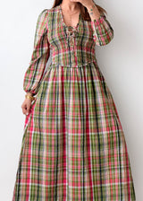 Size S-M / L-XL Plaid Maxi Dress