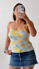 Size S-M Lemon Print Cami Top
