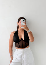 Size XS-S Black Sheer Corset Top