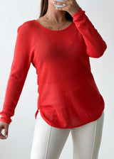 Size M-L Red Textured Knit Top