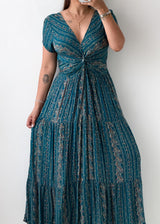 Size S-M Teal Printed Maxi Dress