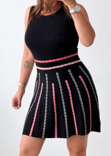 Size XS-M Black Contrast Knit Mini Dress
