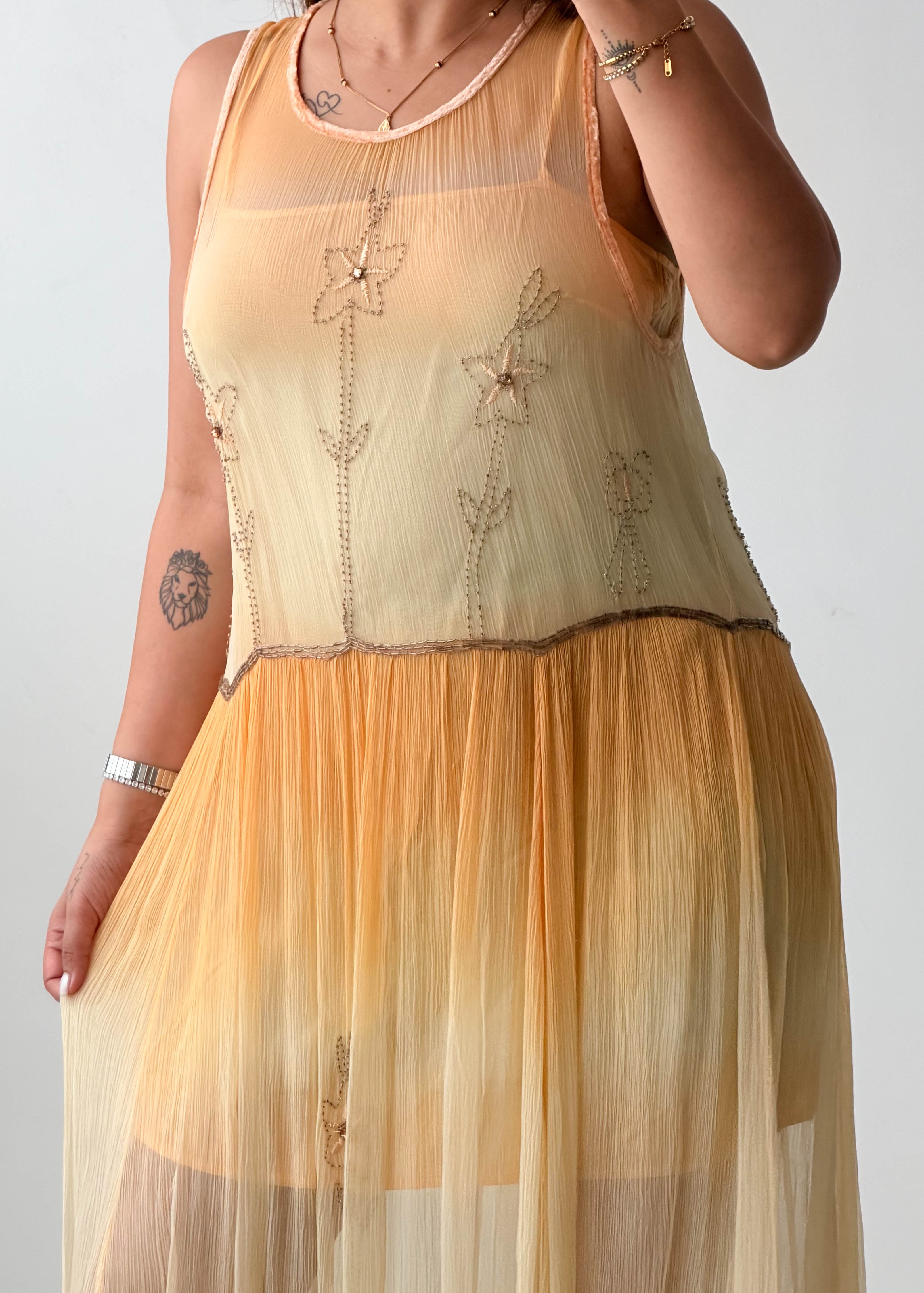Size M Yellow Embroidered Dress