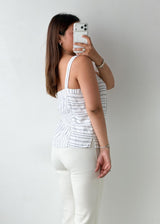 Size M-L White Striped Button-Front Cami Top