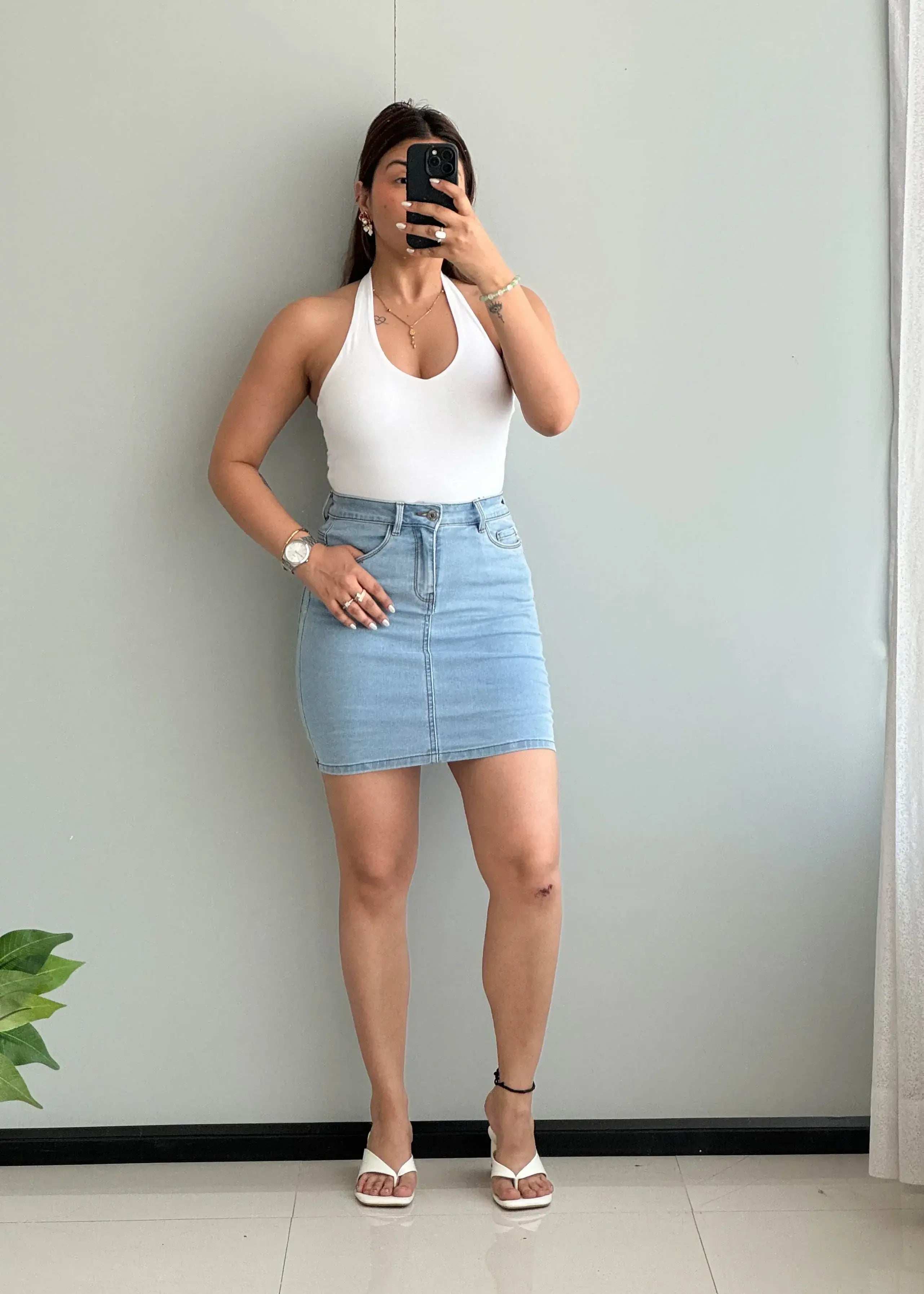 Waist : 28-30, Denim Skirt with Stretch. - Closet by Payal