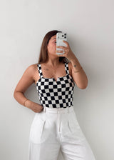 Size S-M Black & White Checkerboard Bodysuit