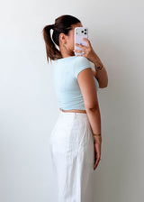 Size XS-S Baby Blue Fitted Crop Top