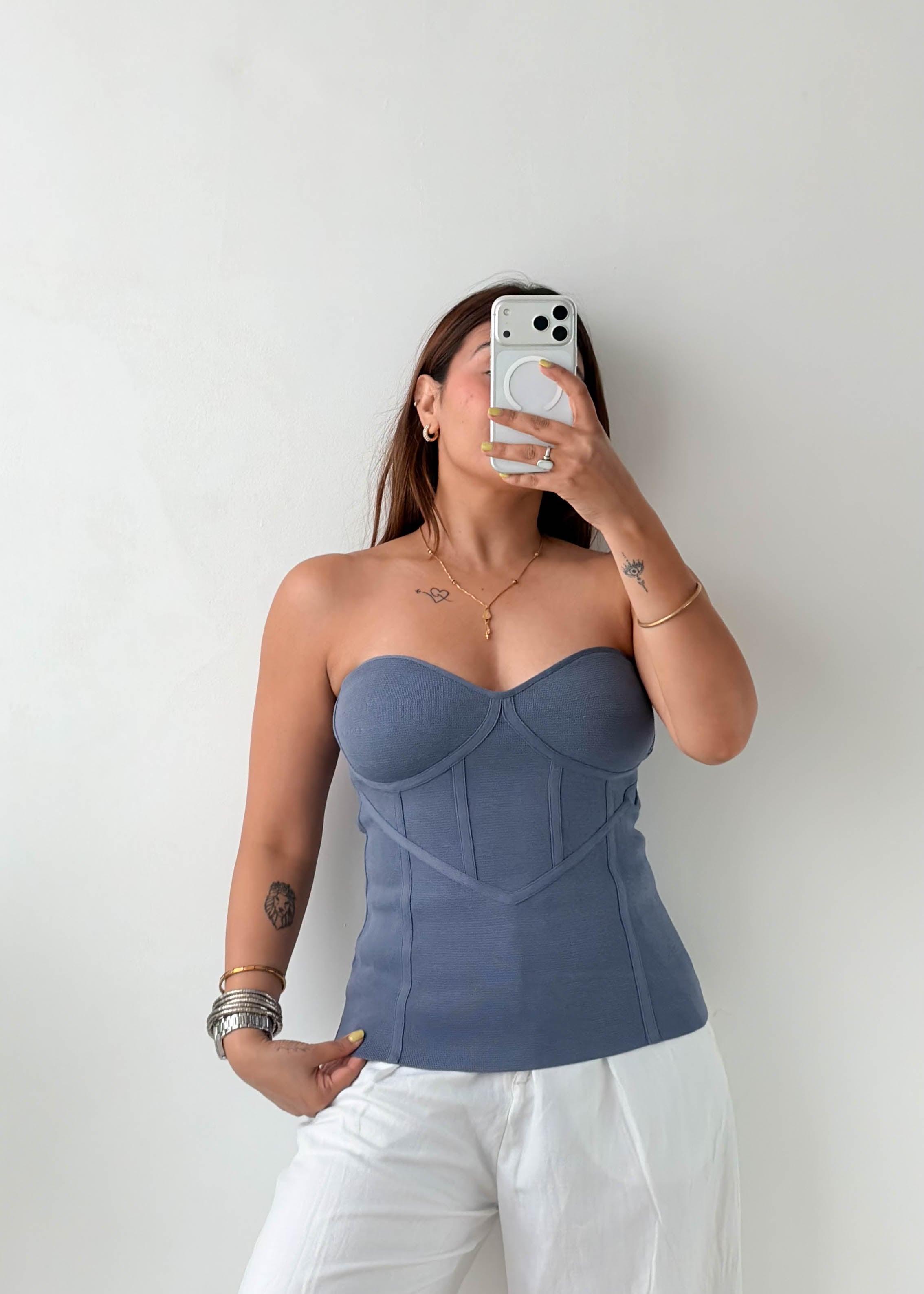 Size M-L Blue Corset Tube Top