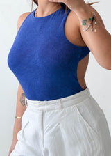 Size S-M Royal Blue Open Back Bodysuit