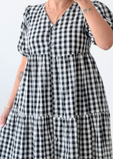 Size M-L Gingham Tiered Maxi Dress
