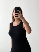 Size M-L, Black Flared Hem Sleeveless Dress
