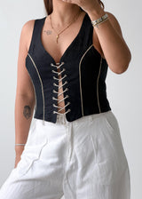 Size M Black Lace-Up Corset Top