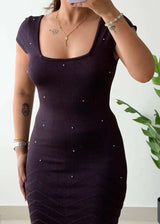 Size S-M, Purple Stud Detail Mini Dress - Closet by Payal