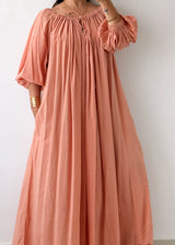 Free Size Peach Cotton Maxi Dress