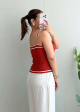 Size S-M, Red Button Front Ribbed Tank Top - Closet by Payal