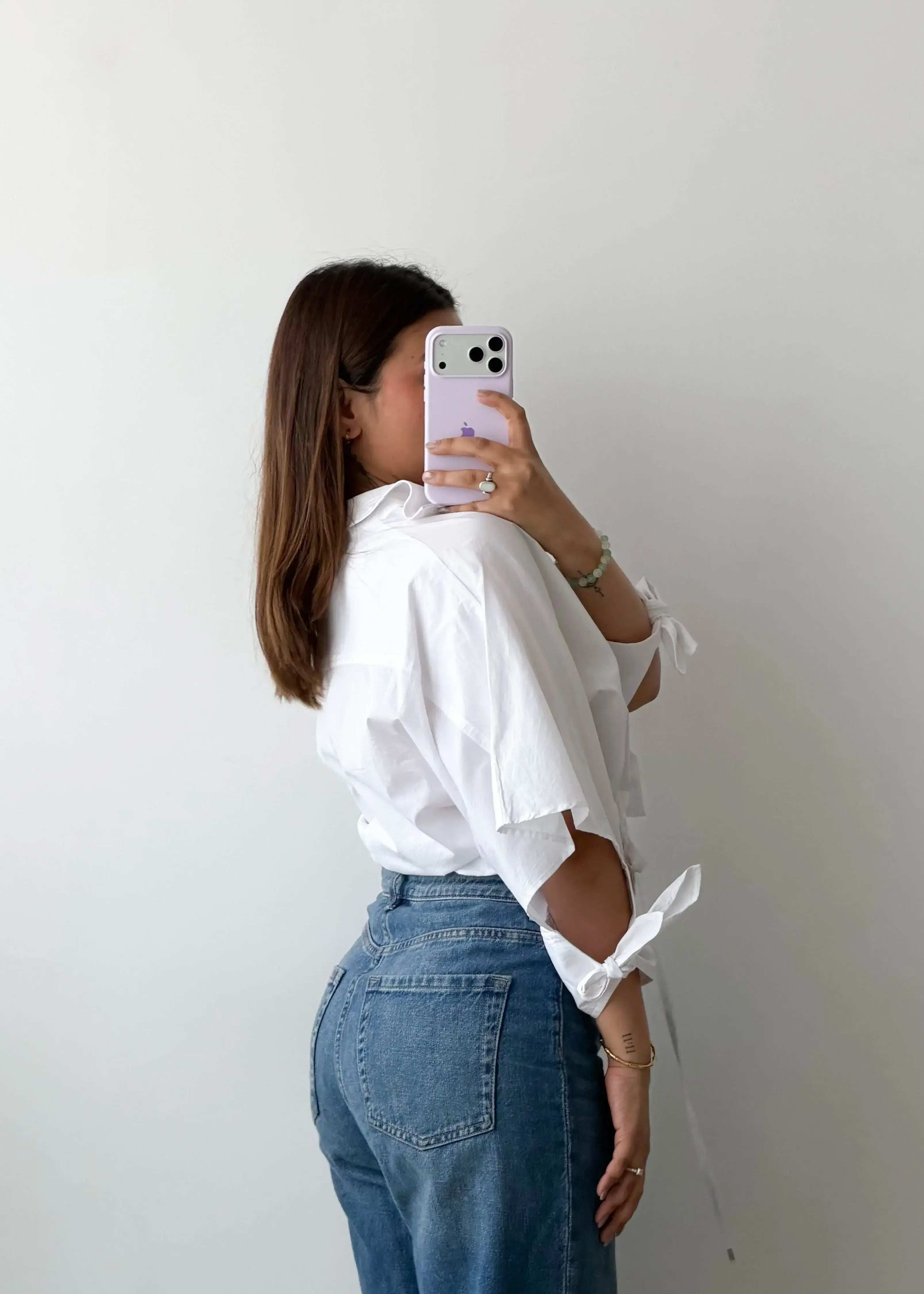 Size S-M White Tie-Up Crop Shirt