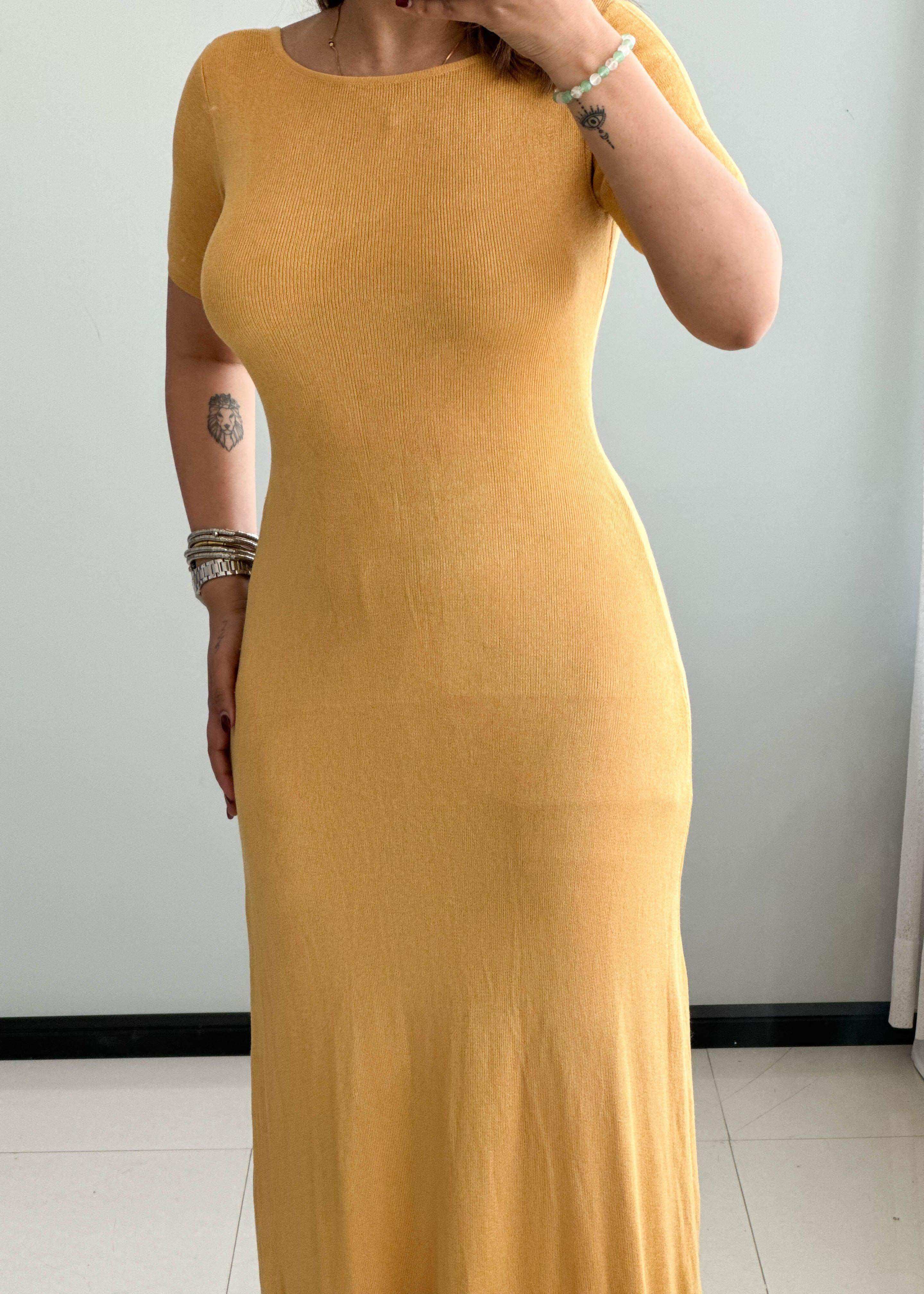 SIZE S-M, Cotton Ribbed Maxi Dress - Closet by Payal