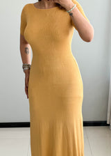 SIZE S-M, Cotton Ribbed Maxi Dress