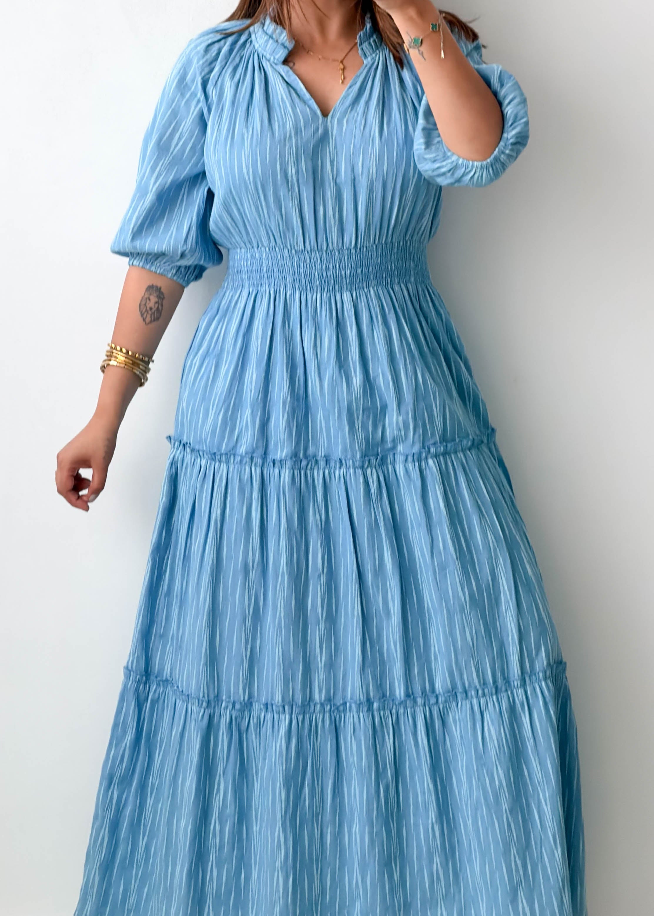 Size S-M Sky Blue Tiered Maxi Dress
