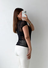Size XS-S Black Sheer Button Shirt Top