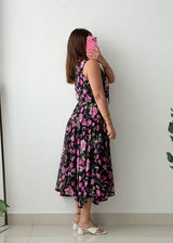 Size S-M Black Floral Midi Dress