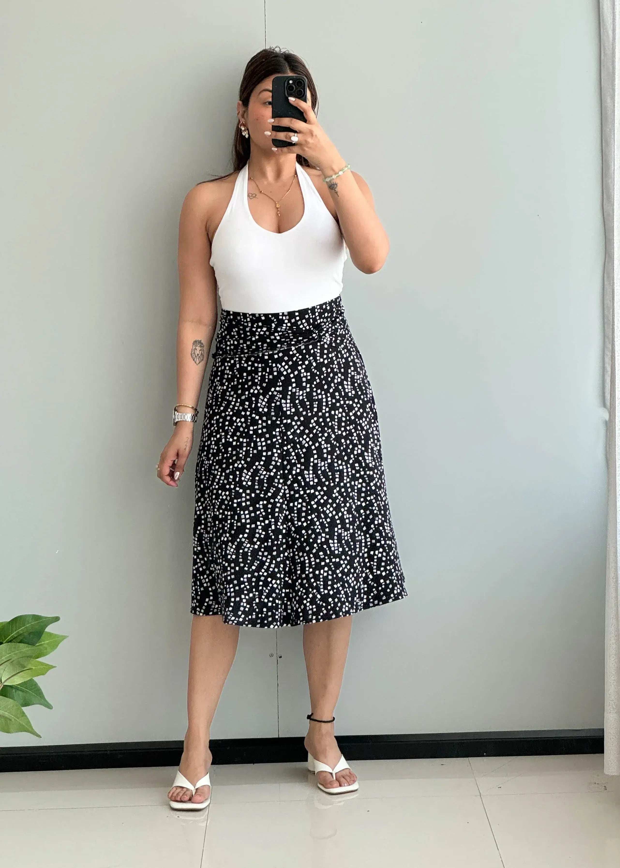 Waist : 36-38, Printed Flared Skirt, Fully Stretchable - Closet by Payal