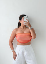 Size XS-S Orange Ombre Mesh Tube Top