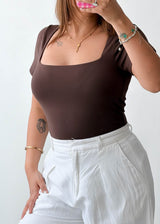 Size L Chocolate Square Neck Bodysuit